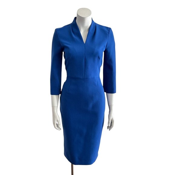 Hobbs London Elegant Blue Dress with 3/4 Sleeves Office 6 - Picture 1 of 11